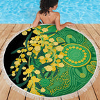 Australia Golden Wattle Beach Blanket Aussie Native Flowers Indigenous Art - Aussie Hoodie