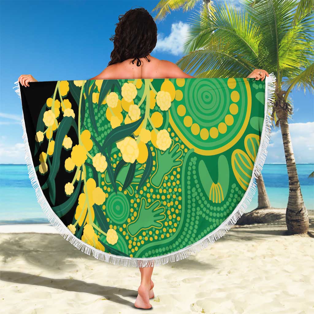 Australia Golden Wattle Beach Blanket Aussie Native Flowers Indigenous Art - Aussie Hoodie