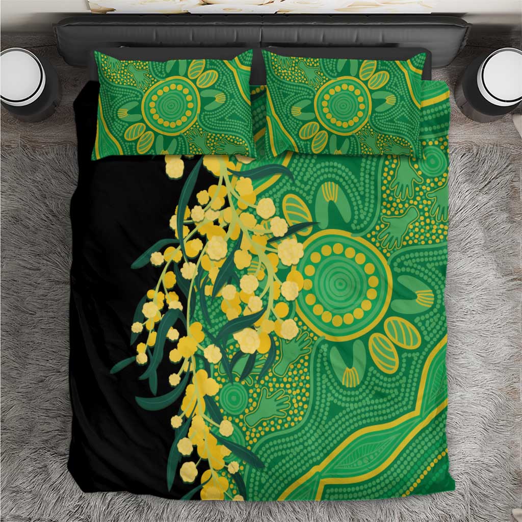 Australia Golden Wattle Bedding Set Aussie Native Flowers Indigenous Art - Aussie Hoodie