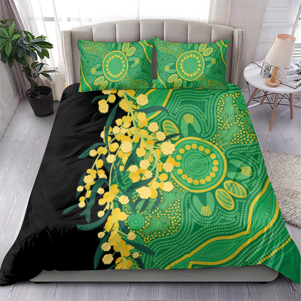 Australia Golden Wattle Bedding Set Aussie Native Flowers Indigenous Art - Aussie Hoodie