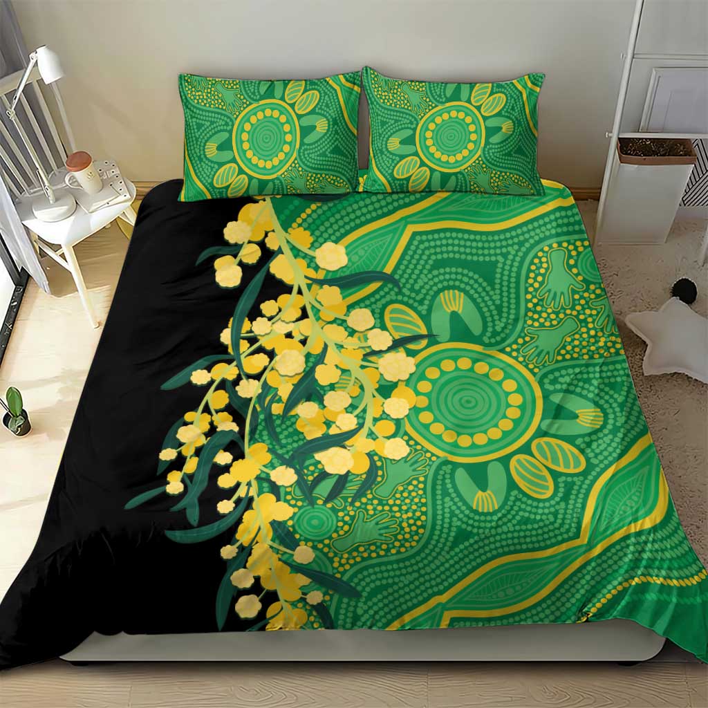 Australia Golden Wattle Bedding Set Aussie Native Flowers Indigenous Art - Aussie Hoodie