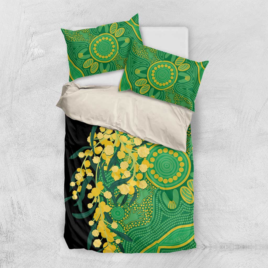 Australia Golden Wattle Bedding Set Aussie Native Flowers Indigenous Art - Aussie Hoodie