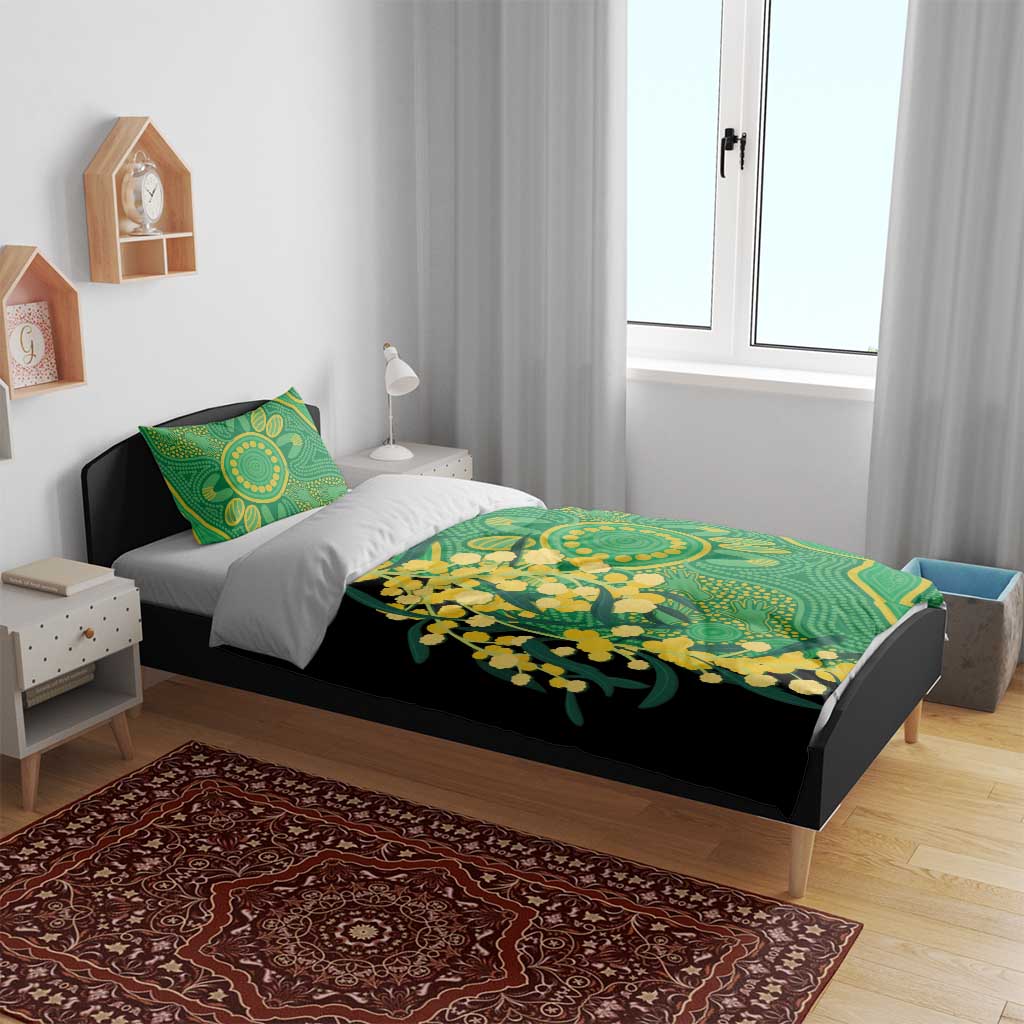 Australia Golden Wattle Bedding Set Aussie Native Flowers Indigenous Art - Aussie Hoodie