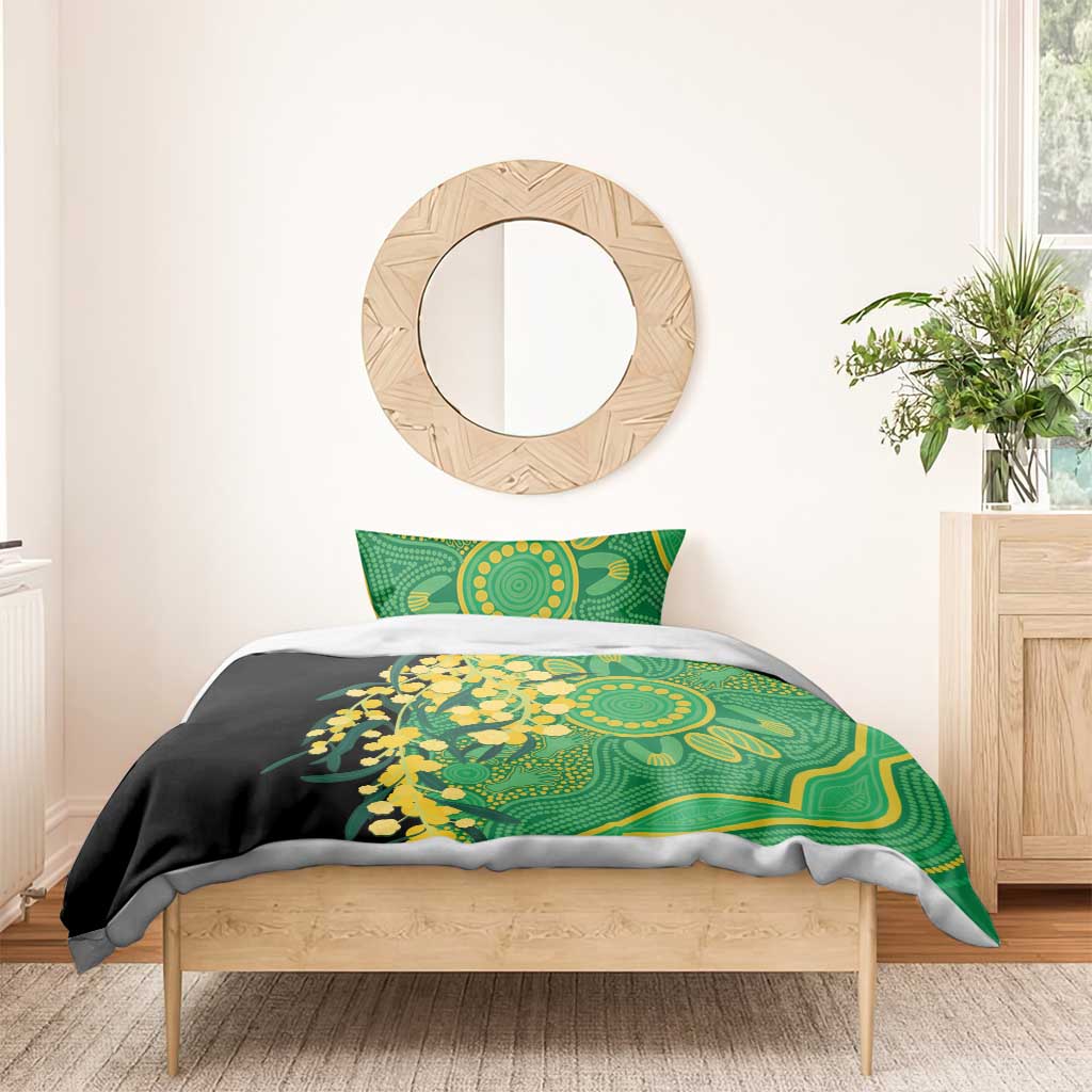 Australia Golden Wattle Bedding Set Aussie Native Flowers Indigenous Art - Aussie Hoodie