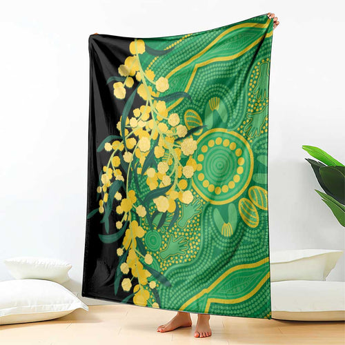 Australia Golden Wattle Blanket Aussie Native Flowers Indigenous Art - Aussie Hoodie