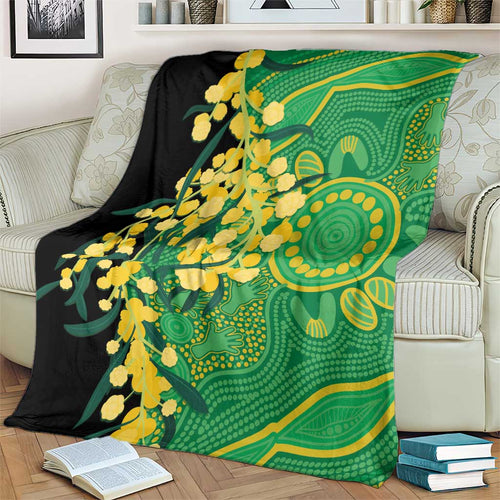 Australia Golden Wattle Blanket Aussie Native Flowers Indigenous Art - Aussie Hoodie