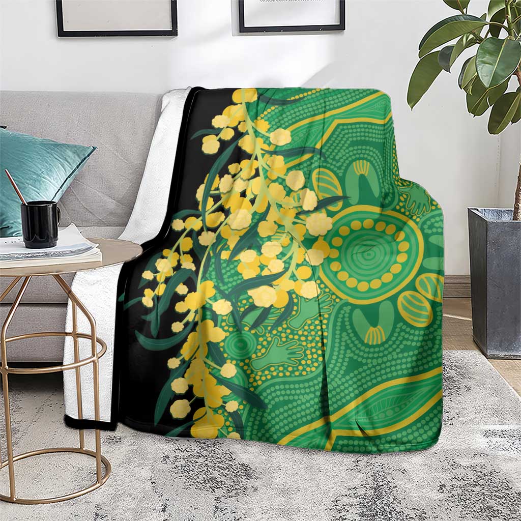 Australia Golden Wattle Blanket Aussie Native Flowers Indigenous Art - Aussie Hoodie