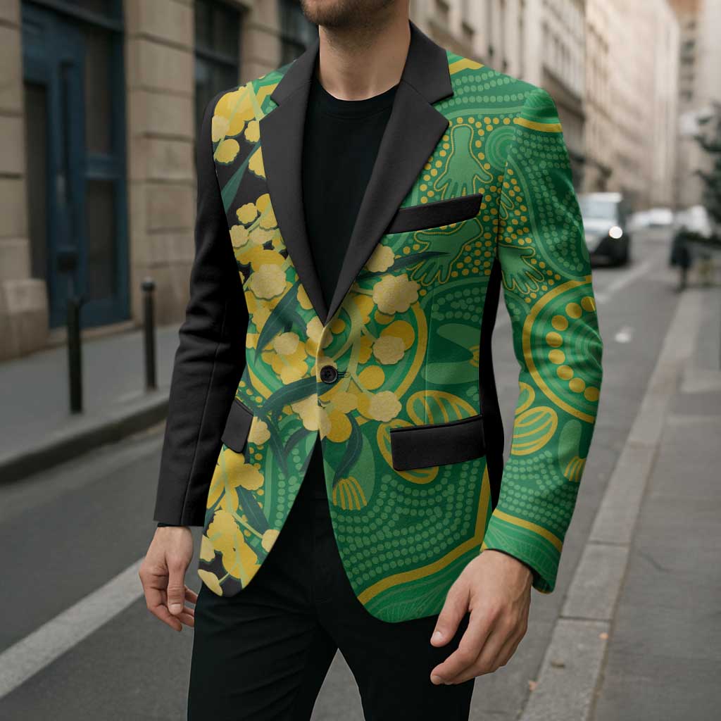 Australia Golden Wattle Blazer Aussie Native Flowers Indigenous Art - Aussie Hoodie