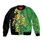 Australia Golden Wattle Bomber Jacket Aussie Native Flowers Indigenous Art - Aussie Hoodie