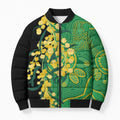 Australia Golden Wattle Bomber Puffer Jacket Aussie Native Flowers Indigenous Art - Aussie Hoodie