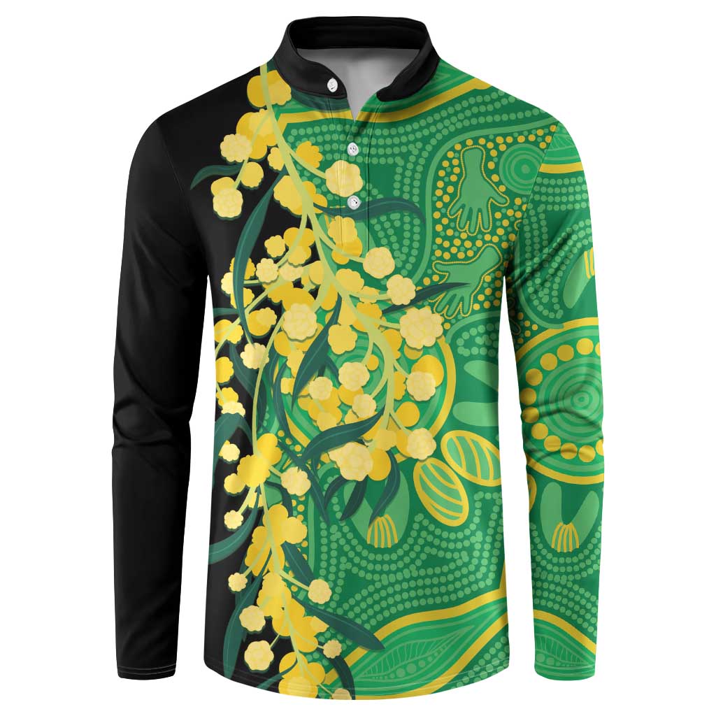Australia Golden Wattle Button Sweatshirt Aussie Native Flowers Indigenous Art - Aussie Hoodie