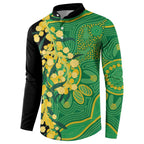 Australia Golden Wattle Button Sweatshirt Aussie Native Flowers Indigenous Art - Aussie Hoodie