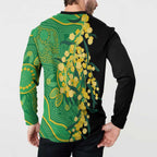 Australia Golden Wattle Button Sweatshirt Aussie Native Flowers Indigenous Art - Aussie Hoodie