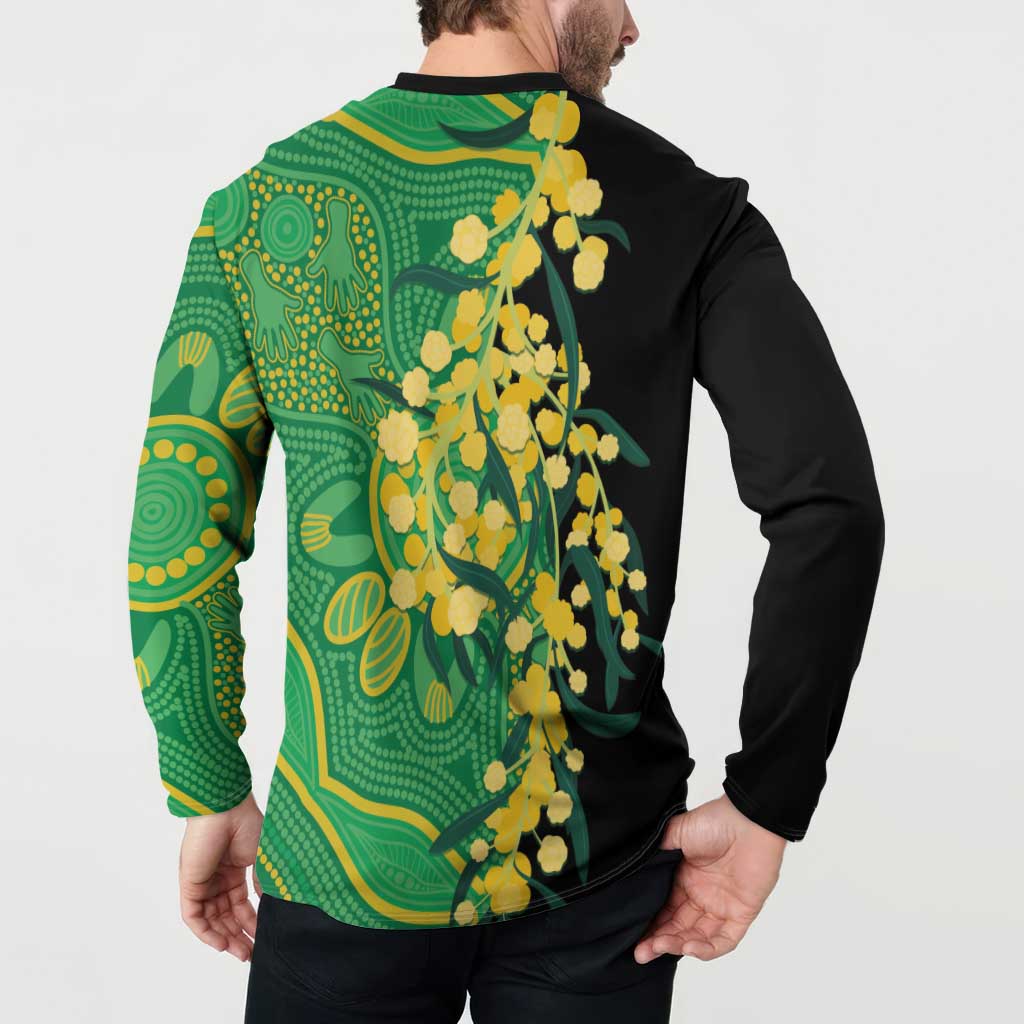 Australia Golden Wattle Button Sweatshirt Aussie Native Flowers Indigenous Art - Aussie Hoodie