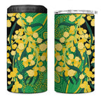 Australia Golden Wattle 4 in 1 Can Cooler Tumbler Aussie Native Flowers Indigenous Art - Aussie Hoodie