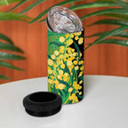 Australia Golden Wattle 4 in 1 Can Cooler Tumbler Aussie Native Flowers Indigenous Art - Aussie Hoodie