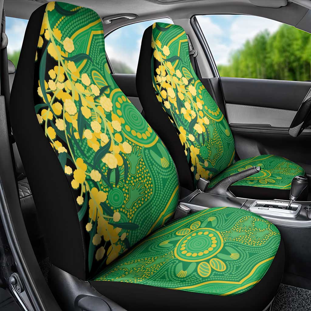 Australia Golden Wattle Car Seat Cover Aussie Native Flowers Indigenous Art - Aussie Hoodie