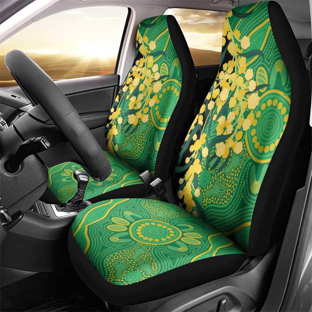 Australia Golden Wattle Car Seat Cover Aussie Native Flowers Indigenous Art - Aussie Hoodie