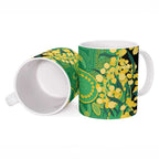 Australia Golden Wattle Ceramic Mug Aussie Native Flowers Indigenous Art - Aussie Hoodie
