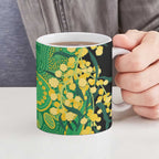 Australia Golden Wattle Ceramic Mug Aussie Native Flowers Indigenous Art - Aussie Hoodie