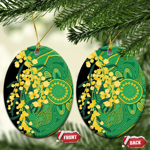 Australia Golden Wattle Ceramic Ornament Aussie Native Flowers Indigenous Art - Aussie Hoodie
