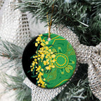 Australia Golden Wattle Ceramic Ornament Aussie Native Flowers Indigenous Art - Aussie Hoodie