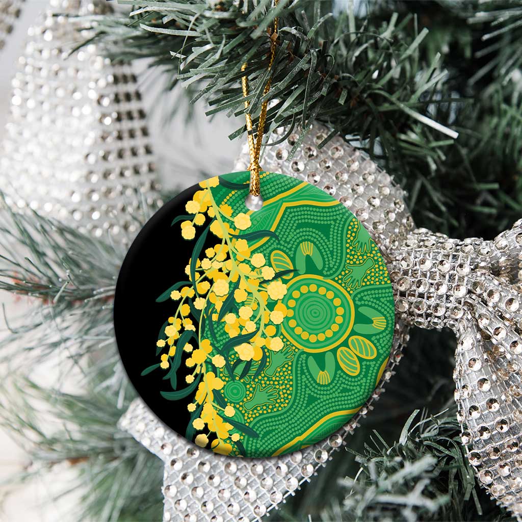 Australia Golden Wattle Ceramic Ornament Aussie Native Flowers Indigenous Art - Aussie Hoodie
