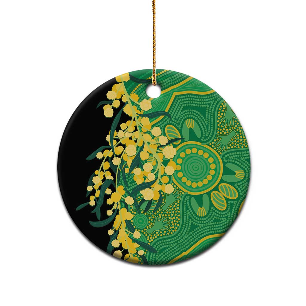 Australia Golden Wattle Ceramic Ornament Aussie Native Flowers Indigenous Art - Aussie Hoodie