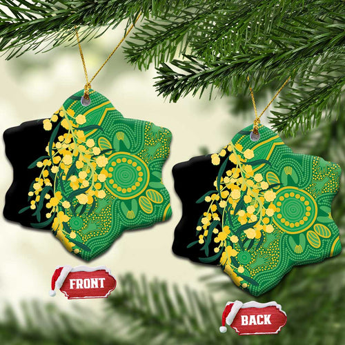 Australia Golden Wattle Ceramic Ornament Aussie Native Flowers Indigenous Art - Aussie Hoodie