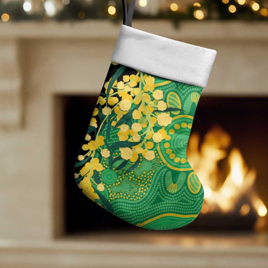 Australia Golden Wattle Christmas Stocking Aussie Native Flowers Indigenous Art - Aussie Hoodie
