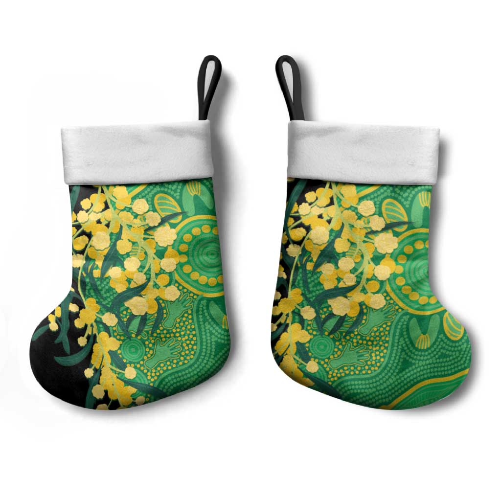 Australia Golden Wattle Christmas Stocking Aussie Native Flowers Indigenous Art - Aussie Hoodie