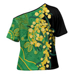 Australia Golden Wattle Cross Shoulder Shirt Aussie Native Flowers Indigenous Art - Aussie Hoodie