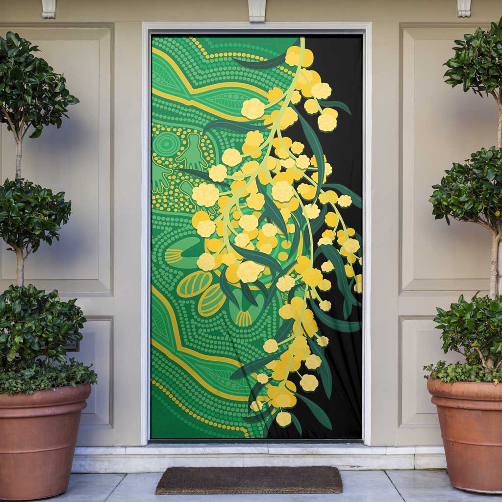 Australia Golden Wattle Door Cover Aussie Native Flowers Indigenous Art - Aussie Hoodie
