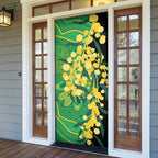 Australia Golden Wattle Door Cover Aussie Native Flowers Indigenous Art - Aussie Hoodie