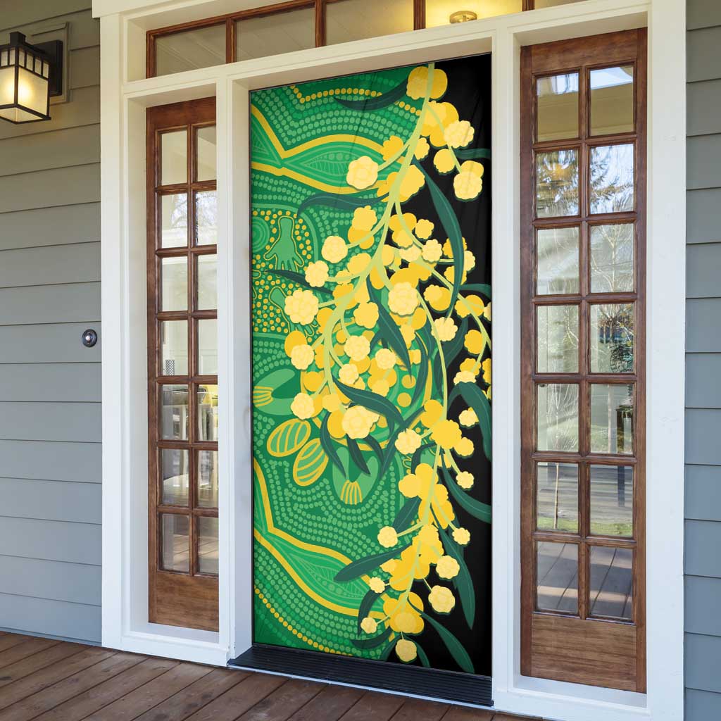 Australia Golden Wattle Door Cover Aussie Native Flowers Indigenous Art - Aussie Hoodie
