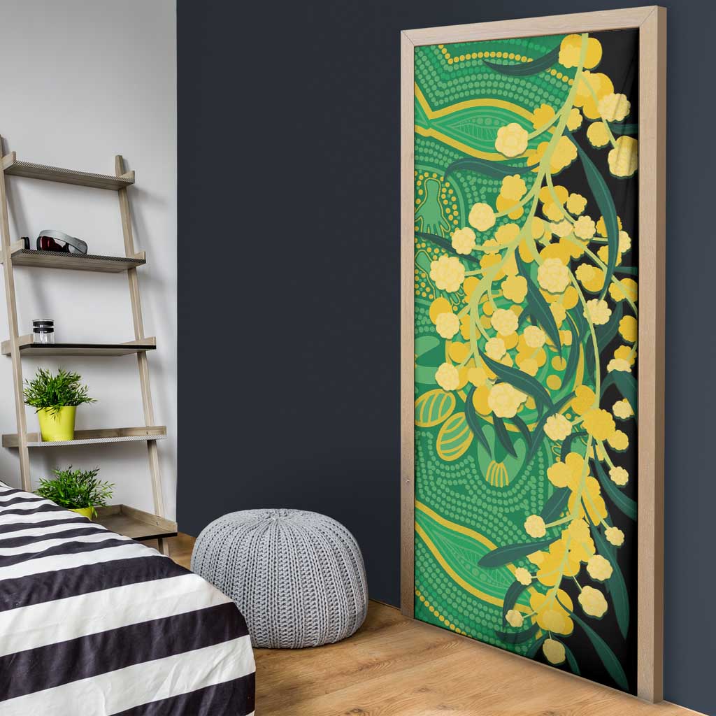 Australia Golden Wattle Door Cover Aussie Native Flowers Indigenous Art - Aussie Hoodie