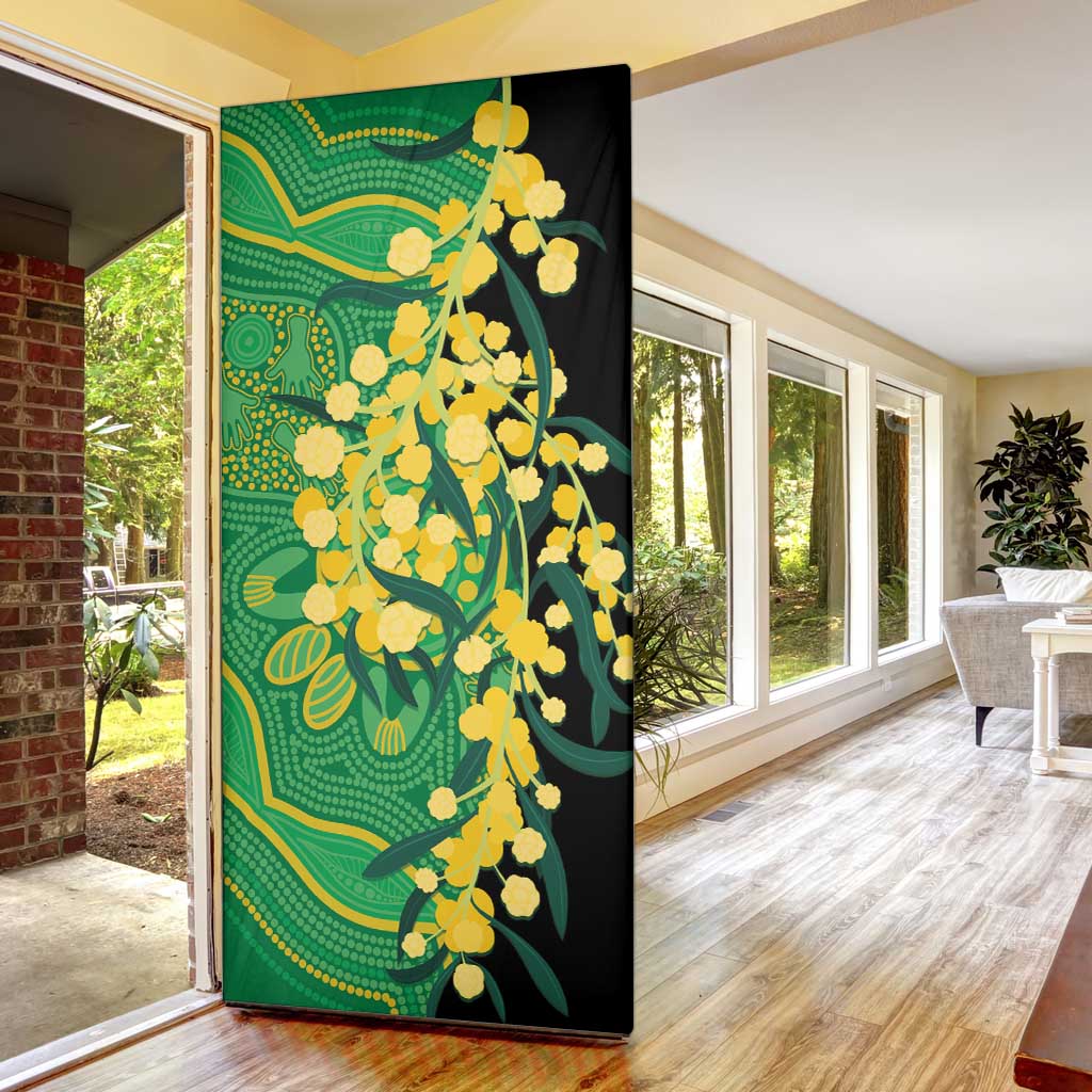 Australia Golden Wattle Door Cover Aussie Native Flowers Indigenous Art - Aussie Hoodie