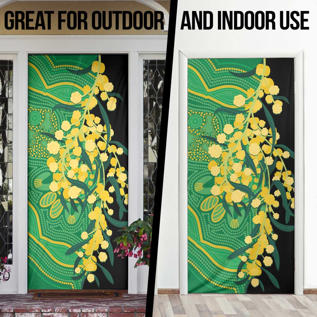 Australia Golden Wattle Door Cover Aussie Native Flowers Indigenous Art - Aussie Hoodie
