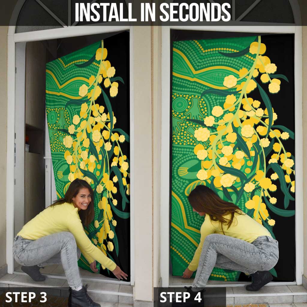 Australia Golden Wattle Door Cover Aussie Native Flowers Indigenous Art - Aussie Hoodie