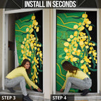 Australia Golden Wattle Door Cover Aussie Native Flowers Indigenous Art - Aussie Hoodie