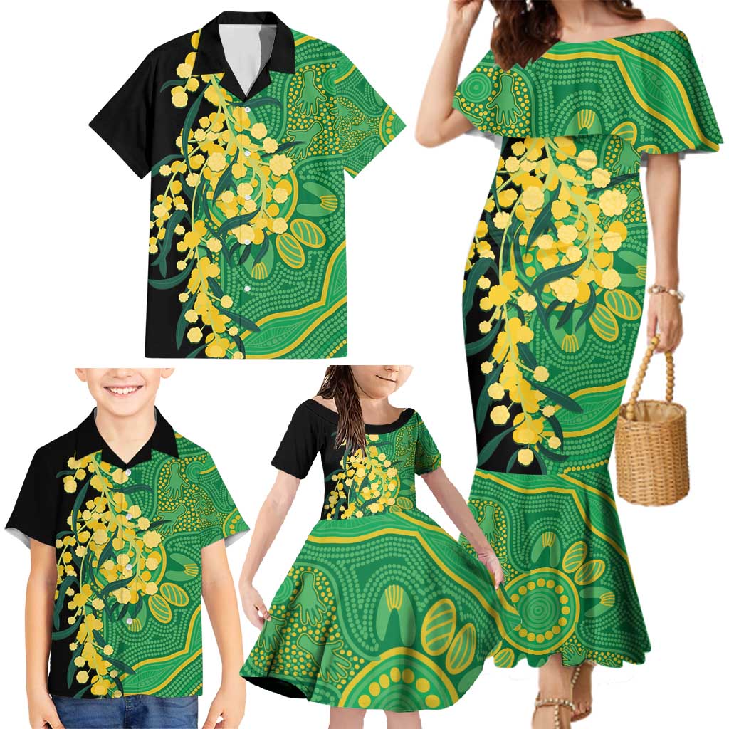 Australia Golden Wattle Family Matching Mermaid Dress and Hawaiian Shirt Aussie Native Flowers Indigenous Art - Aussie Hoodie