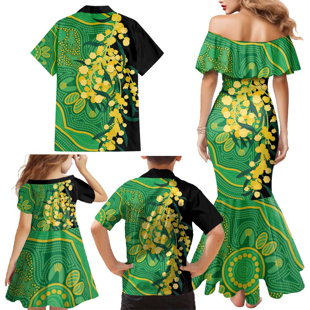 Australia Golden Wattle Family Matching Mermaid Dress and Hawaiian Shirt Aussie Native Flowers Indigenous Art - Aussie Hoodie