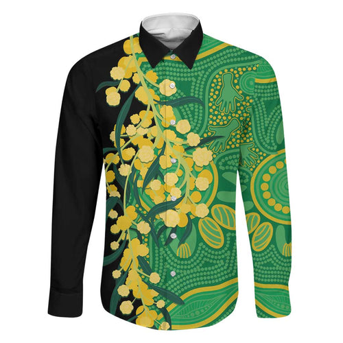 Australia Golden Wattle Family Matching Off Shoulder Maxi Dress and Hawaiian Shirt Aussie Native Flowers Indigenous Art - Aussie Hoodie