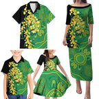 Australia Golden Wattle Family Matching Puletasi and Hawaiian Shirt Aussie Native Flowers Indigenous Art - Aussie Hoodie