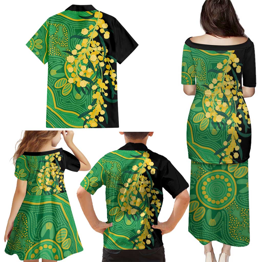 Australia Golden Wattle Family Matching Puletasi and Hawaiian Shirt Aussie Native Flowers Indigenous Art - Aussie Hoodie