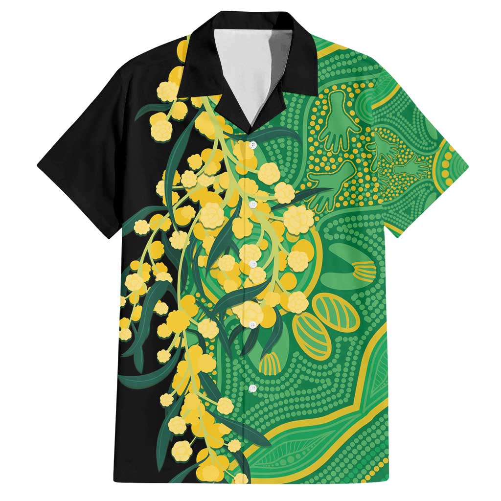 Australia Golden Wattle Family Matching Puletasi and Hawaiian Shirt Aussie Native Flowers Indigenous Art - Aussie Hoodie