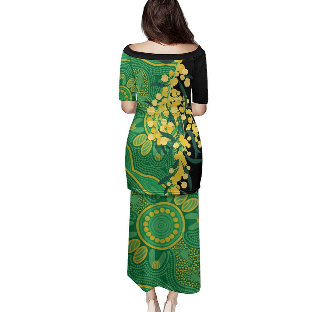 Australia Golden Wattle Family Matching Puletasi and Hawaiian Shirt Aussie Native Flowers Indigenous Art - Aussie Hoodie