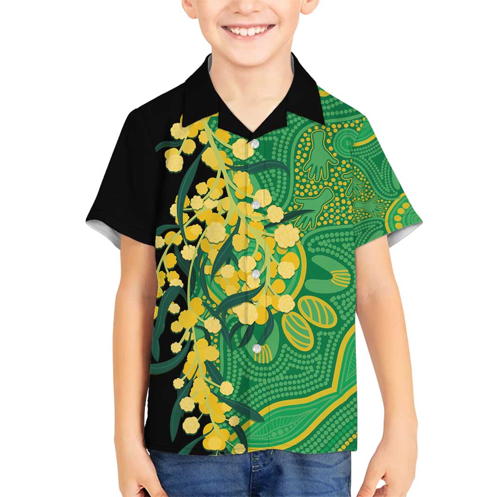 Australia Golden Wattle Family Matching Puletasi and Hawaiian Shirt Aussie Native Flowers Indigenous Art - Aussie Hoodie