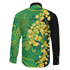 Australia Golden Wattle Family Matching Short Sleeve Bodycon Dress and Hawaiian Shirt Aussie Native Flowers Indigenous Art - Aussie Hoodie
