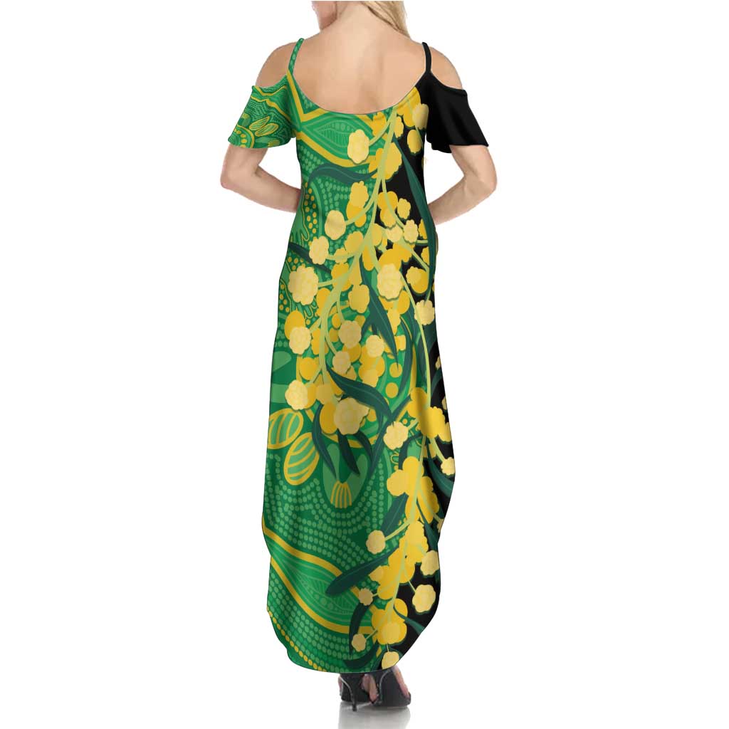 Australia Golden Wattle Family Matching Summer Maxi Dress and Hawaiian Shirt Aussie Native Flowers Indigenous Art - Aussie Hoodie